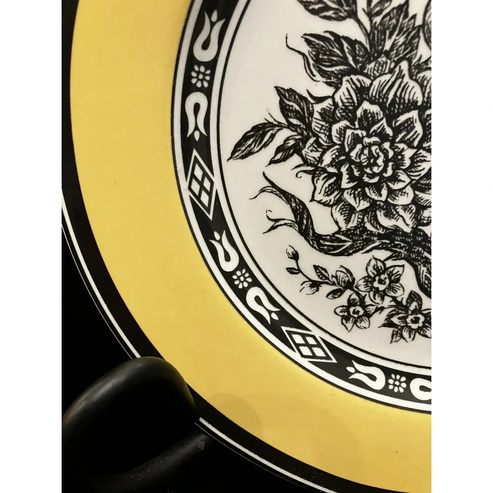 Tabletops Sheffield Yellow Black Porcelain Botanical Floral Replacement Plate